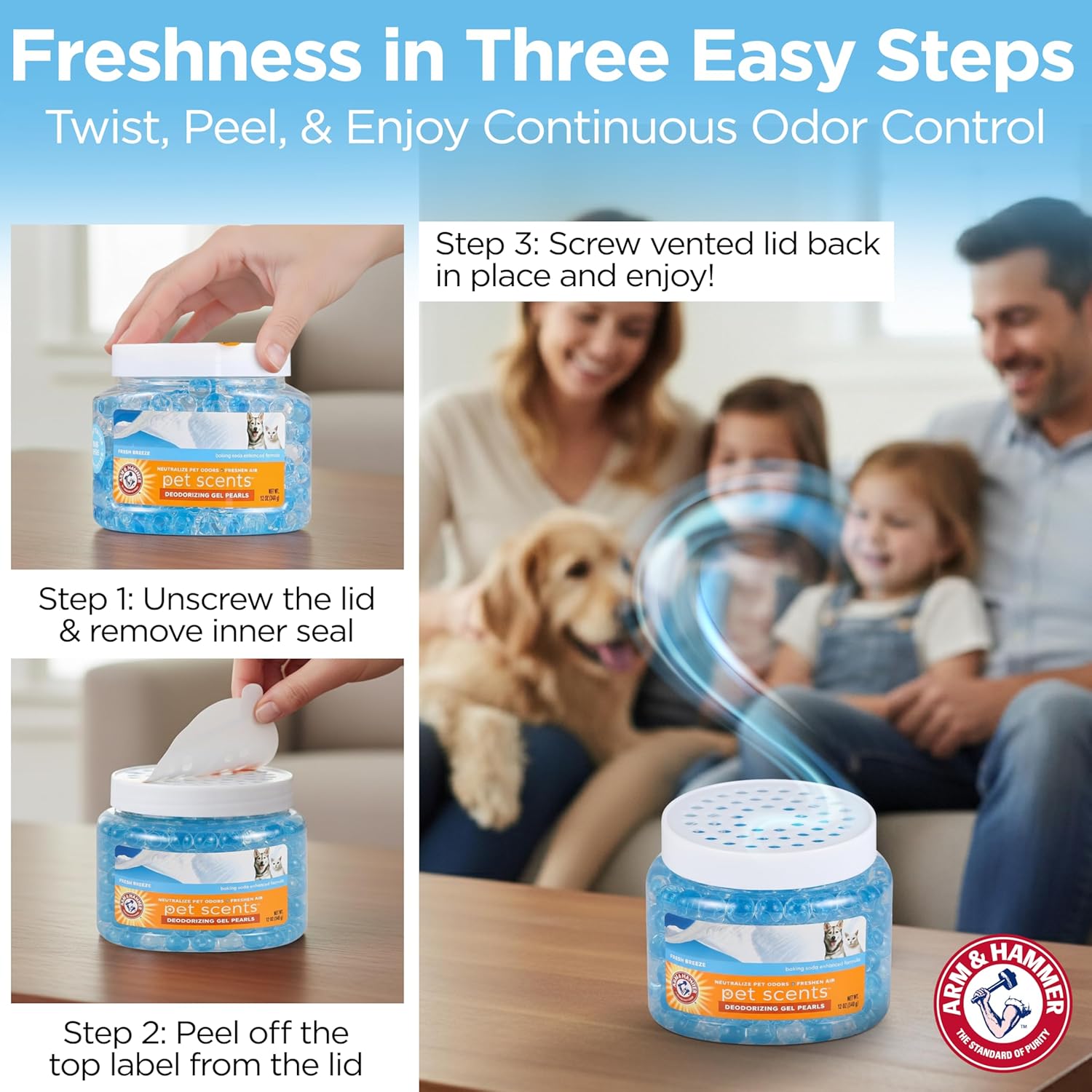 Arm & Hammer for Pets Air Care Pet Scents Deodorizing Gel Beads, Pet Odor Eliminator for Rooms Closets and Small Spaces with Long Lasting Odor Control, Fresh Breeze Scent, 12 oz - Image 7