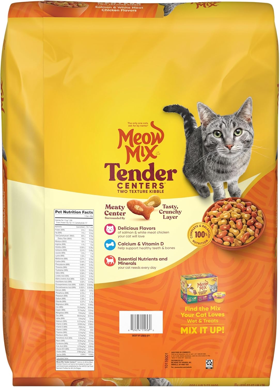 Meow Mix Tender Centers, Salmon & White Meat Chicken Flavors, Dry Cat Food, 20 lb. Bag - Image 7
