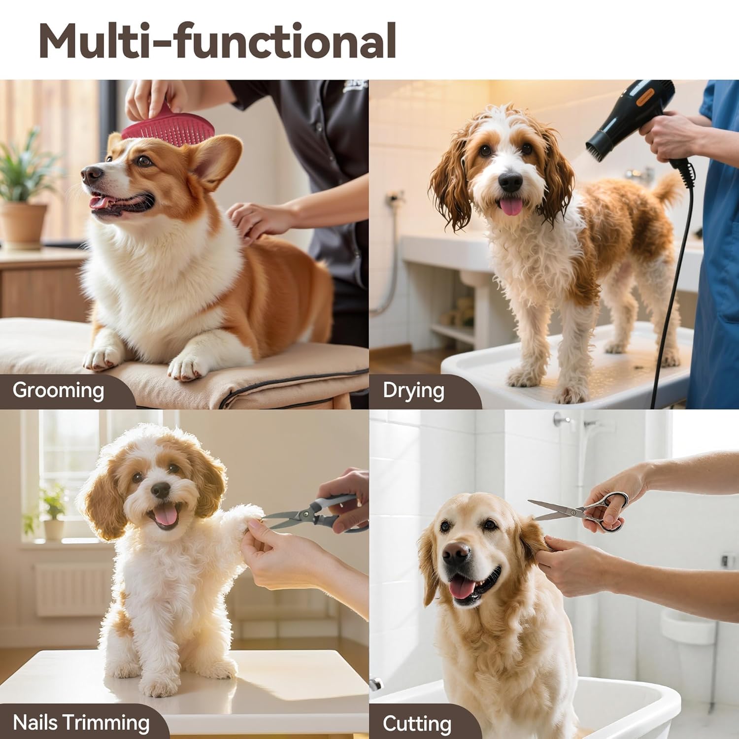 Adjustable Pet Grooming Arm for Table: 42" Height & 27"-39" Width, Clamp Fits Up to 2.76", Includes Hammock & 2 No-Sit Nooses, Heavy-Duty Dog Grooming Station for Home Use, Nail Trimming & Drying - Image 7