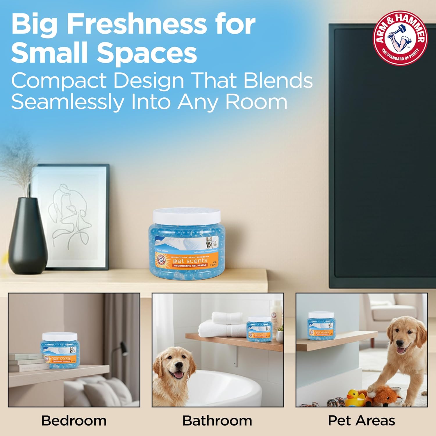 Arm & Hammer for Pets Air Care Pet Scents Deodorizing Gel Beads, Pet Odor Eliminator for Rooms Closets and Small Spaces with Long Lasting Odor Control, Fresh Breeze Scent, 12 oz - Image 5