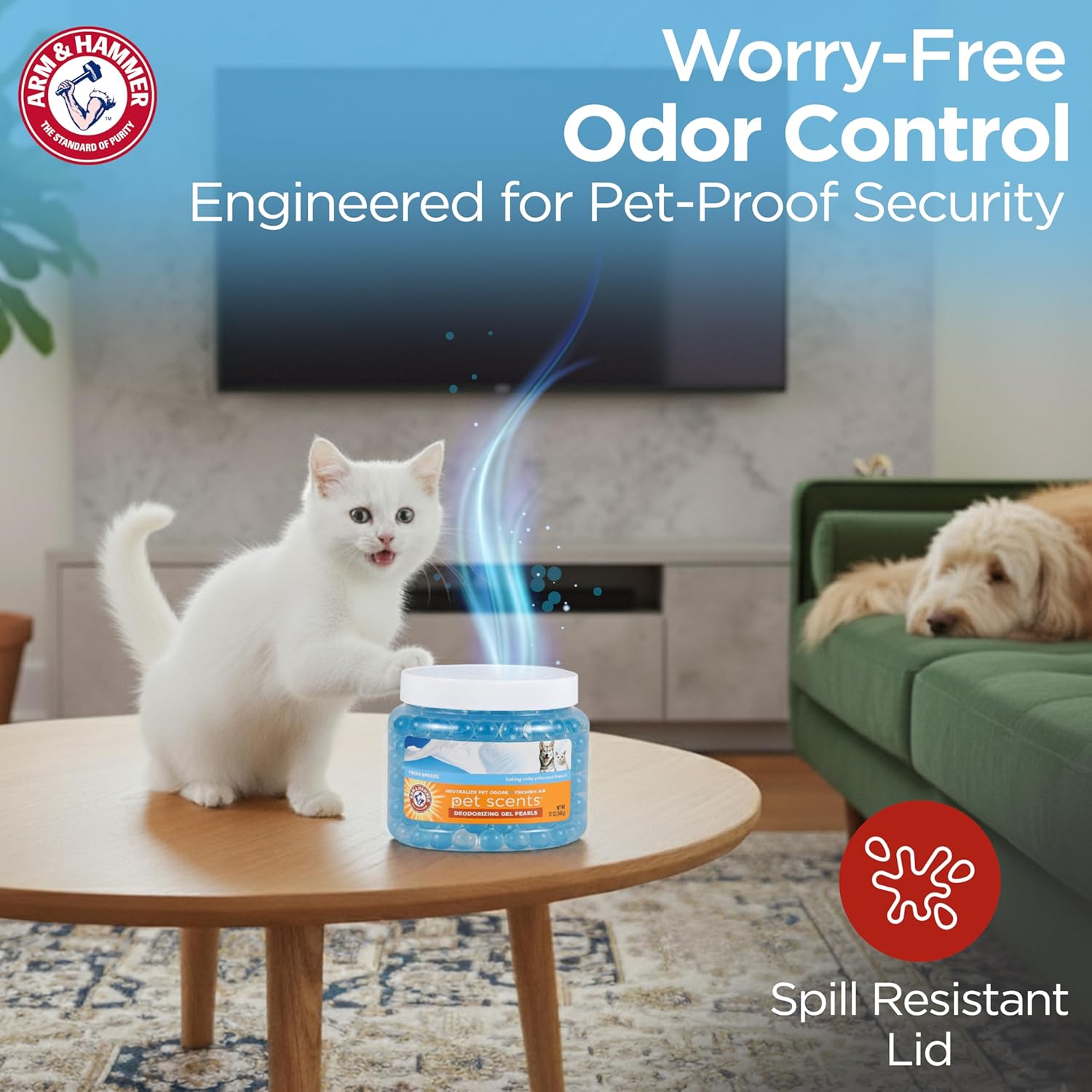 Arm & Hammer for Pets Air Care Pet Scents Deodorizing Gel Beads, Pet Odor Eliminator for Rooms Closets and Small Spaces with Long Lasting Odor Control, Fresh Breeze Scent, 12 oz - Image 3