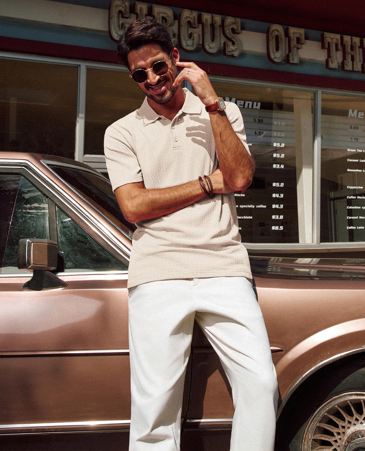 PJ PAUL JONES Men's Textured Short Sleeve Polo Shirt - Image 2