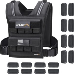 APEXUP Adjustable Weighted Vest Men 20lbs/30lbs/40lbs Weights with Reflective Stripe, Weight Vest Woman Workout Vest for Strength Training Running Walking