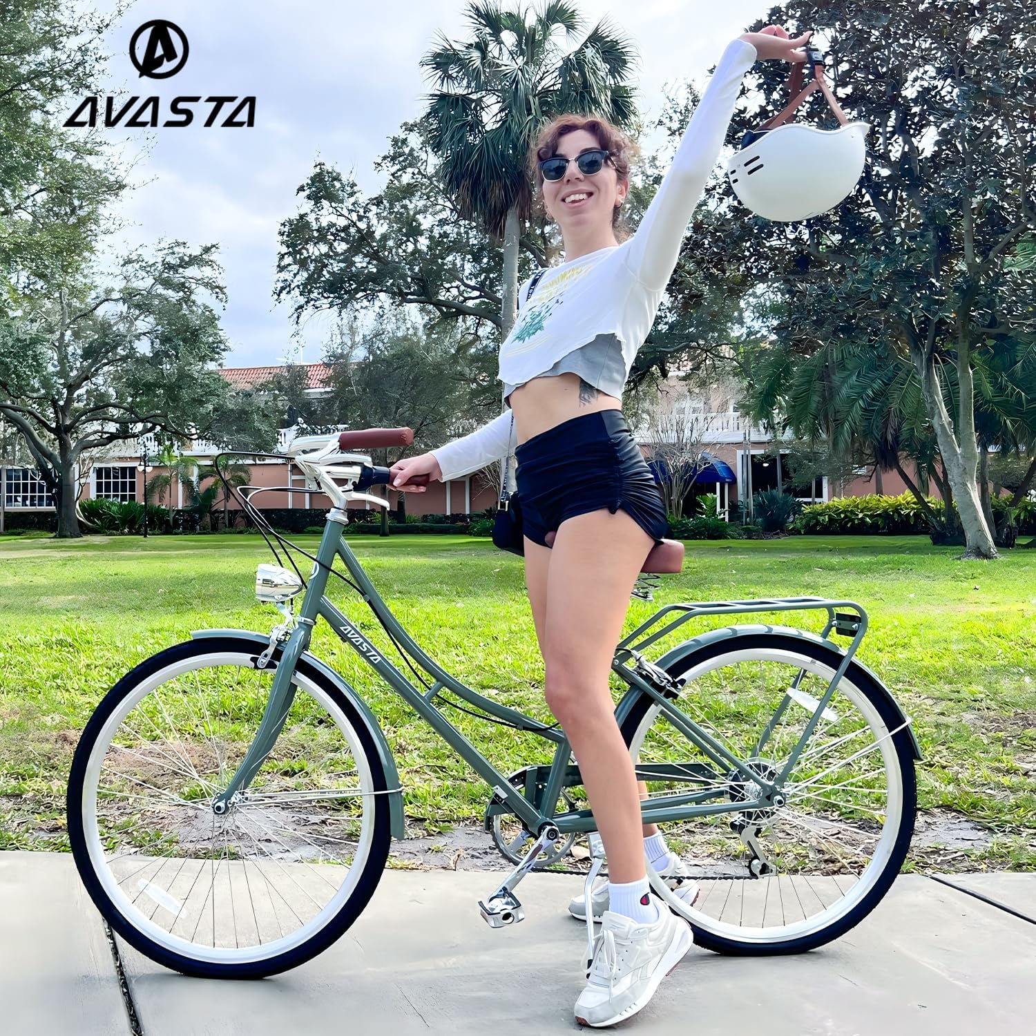 AVASTA Vela Hybrid Bike for Adult Women Female Lightweight Step Through 26 Inch High Tensile Steel Frame City Commuter Comfort Lady Bicycle, 6-Speed, Multiple Colors - Image 9