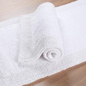 Bedding Craft Cotton Bathroom Mat Set, Reversible Water Absorbent Bath Mat Rug, Machine Washable, 2 Pieces (17×24 + 21×34)