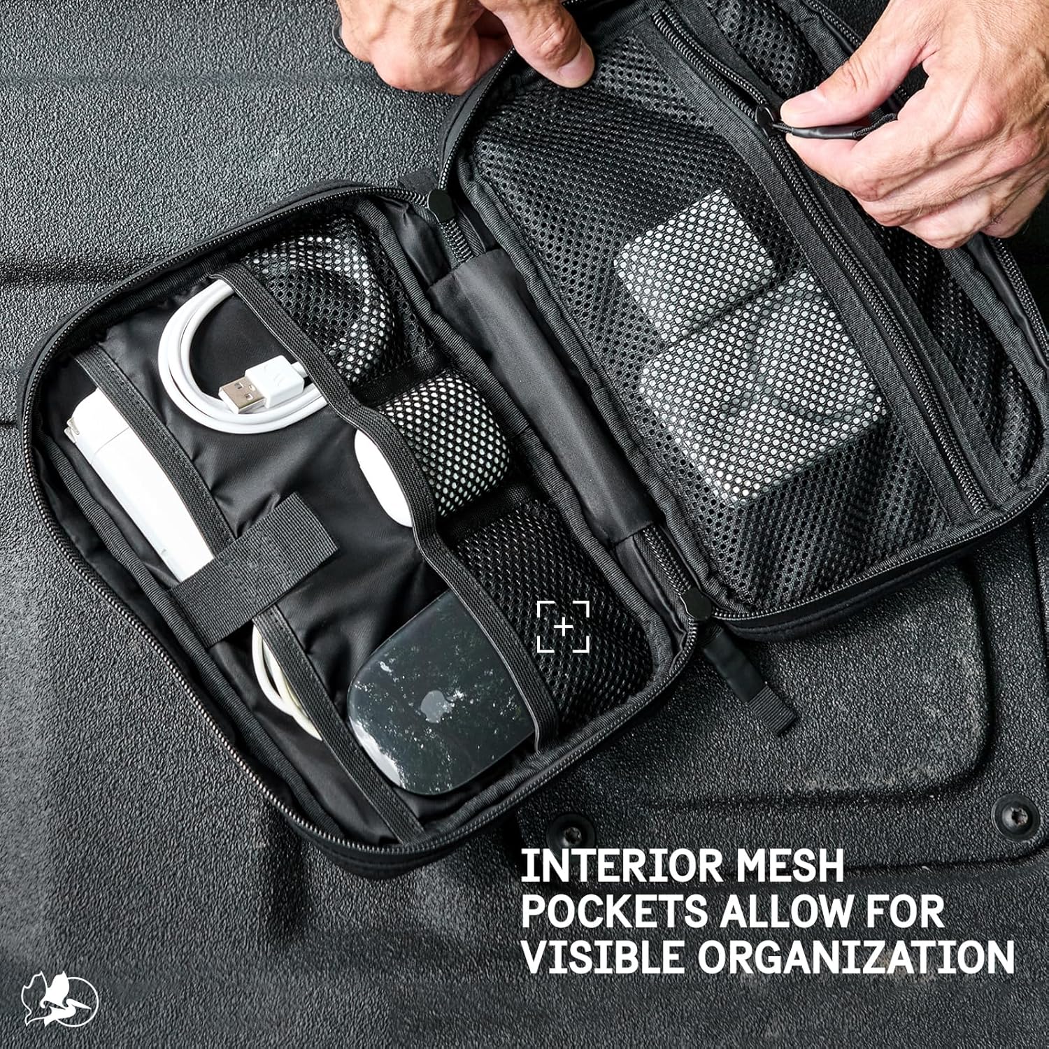Pelican Electronic Organizer Travel Case - Portable Storage Bag with Multiple Storage Mesh Pockets for Cables, Chargers, Power Bank, AirPods - Black - Image 2