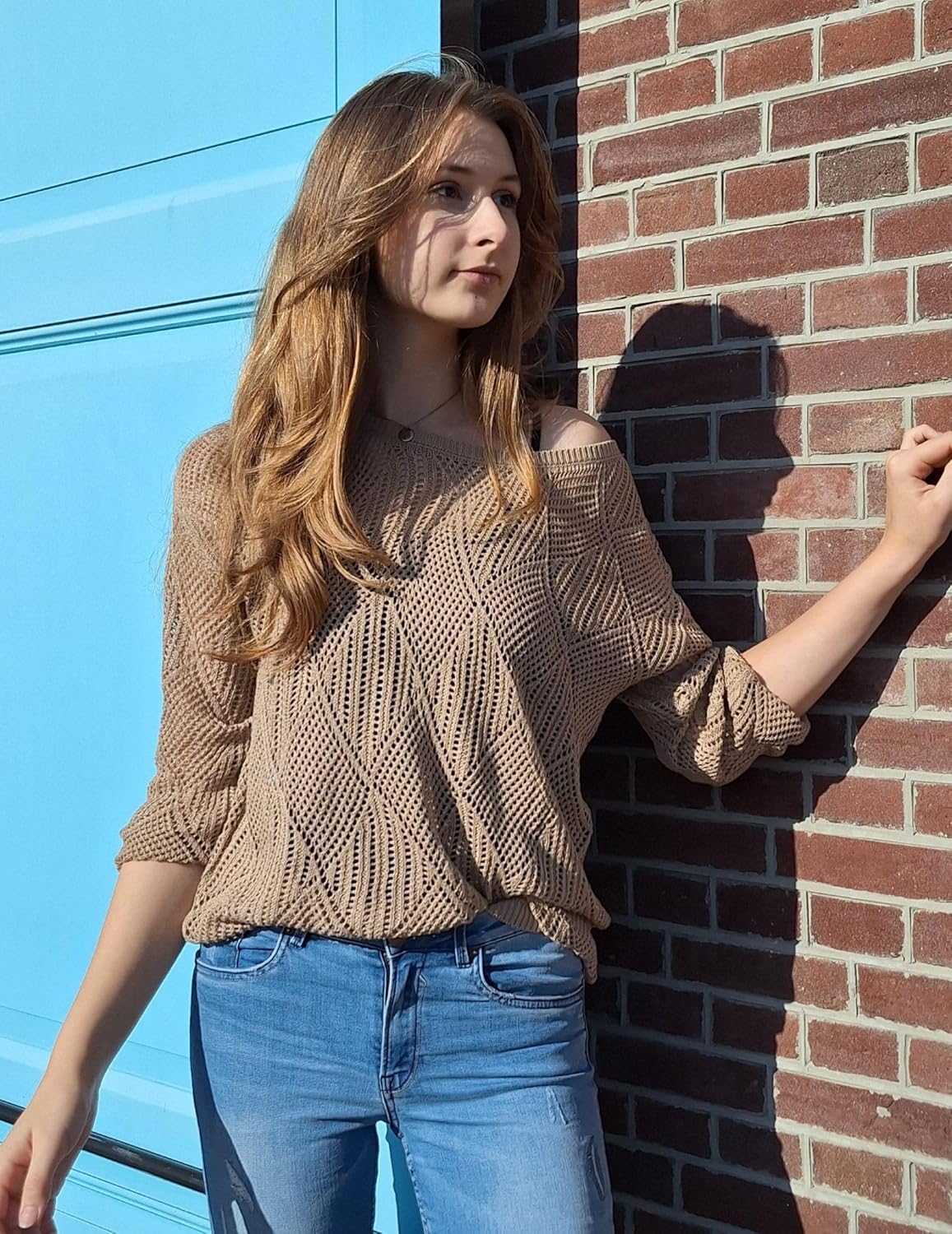 Zeagoo Crochet Tops for Women Off The Shoulder Sweaters Summer Long Sleeve Hollow Out Knit Beach Clothes S-XXL - Image 6