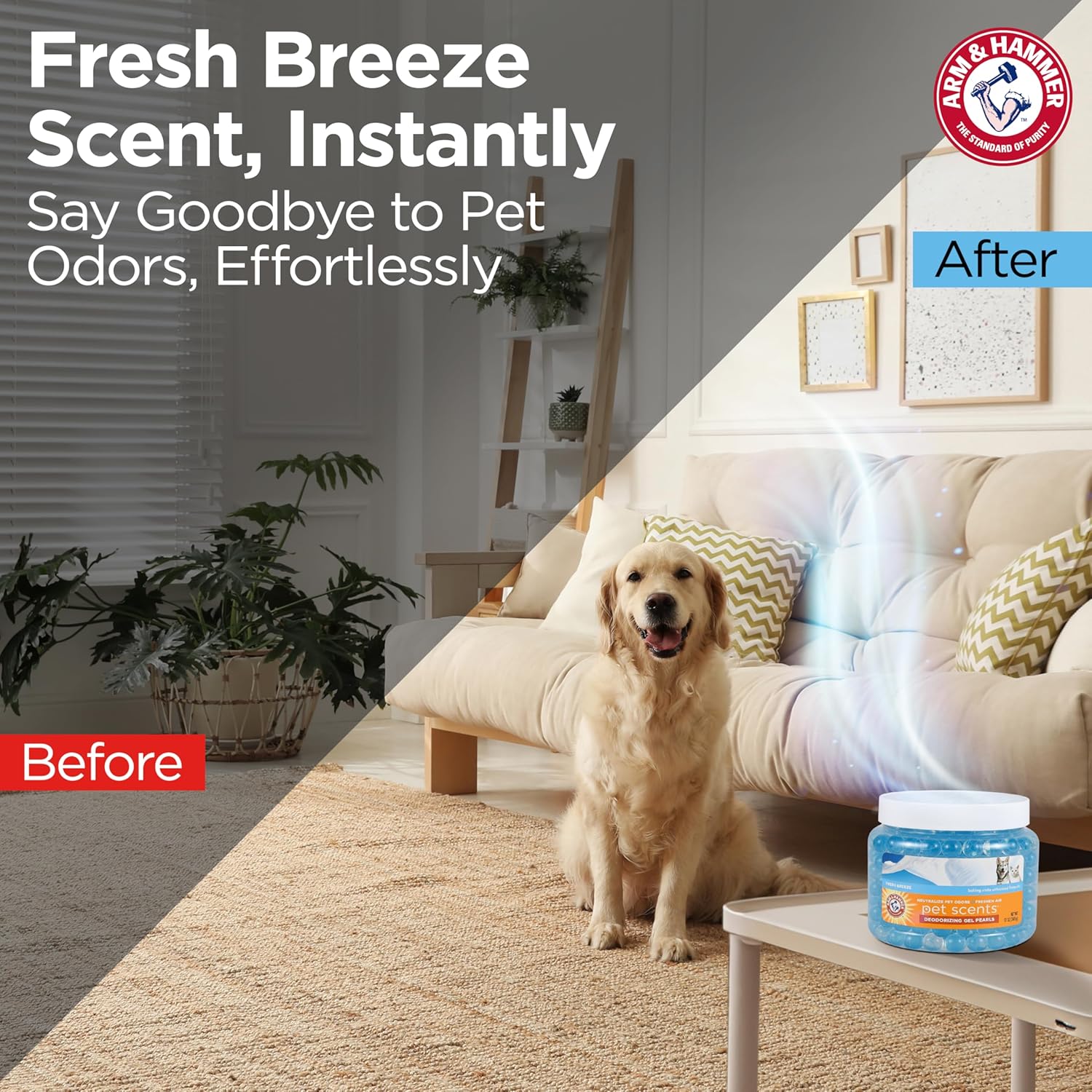 Arm & Hammer for Pets Air Care Pet Scents Deodorizing Gel Beads, Pet Odor Eliminator for Rooms Closets and Small Spaces with Long Lasting Odor Control, Fresh Breeze Scent, 12 oz - Image 2