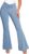Pink Queen Bell Bottom Jeans for Women Crossover High Waisted Stretchy Denim Leggings Tummy Control Flare Pants with Pockets