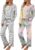Ekouaer Womens 2 Pack Pajama Set Long Sleeve Pajamas Top and Pants V Neck Pjs Set Soft Loungewear with Pockets