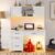 Halitaa Farmhouse 67″ H Executive Desk with Hutch,Office Desk with 4 Drawers and LED Light, Wood Workstation for Home Office and Study, Computer Desk with File Drawers, Charging Station.Cream White