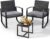 Qsun 3 Pieces Outdoor Patio Furniture Set Rocking Bistro Set Outdoor Rattan Conversation with Coffee Table for Garden Balcony Backyard Poolside (Grey Cushion)