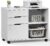 DUMOS Lateral File Cabinet with 3 Drawers Rolling Filing Cabinets Under Desk Storage Printer Stand Wood Organizer with Wheels Adjustable Shelf for Office Home Small Space, White