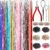 Hair Tinsel,18 Colors Hair Tinsel Kit for Girls 7600 Strands Fairy Tinsel Hair Extensions Holographic Hair Tinsel Heat Resistant Colored Hair Glitter Christmas Party Festival (18 Colors)