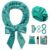 Gwabee No Heat Overnight Curl Headband, 70″ Soft Ribbon Wrap for Long Hair, 9 PCS Hair Curling Rods Set – Blue Green