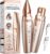 VG VOGCREST Eyebrow & Facial Trimmer: 2 in1 Rechargeable Facial Hair Removal & Eyebrow Shaver – Body Razor with Built-in LED Light (Rose Gold)