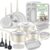 NutriChef 20-Piece Non-Stick Bakeware and Cookware Set – Utensils Including Pots and Baking Pans Made with Durable Aluminum, Tempered Glass Lids, Heat-Resistant Utensils, Easy-Clean Design (White)