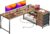 PRAISUN 61″ L Shaped Desk with Power Outlets and USB-C Port, Reversible Computer Corner Office Desk with 4 Fabric Drawers and 2 Height-Adjustable Shelves, Large for Gaming Writing Study, Rustic Brown