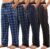 4 Pack Mens Pajama Pants Microfleece Plaid Pajama Bottoms Sleepwear PJ Sleep & Lounge Pants with Pockets & Drawstring