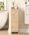 Akxomel Rattan Small Bathroom Cabinet with 2 Doors, 7.9”D x 7.9”W Narrow Toilet Paper Storage Cabinet, Bathroom Organizer for Small Spaces, Wooden Slim Corner Unit with Adjustable Shelf, Natural Oak