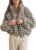 Esmeling Women’s Long Sleeve Cropped Sherpa Fleece Plaid Jacket Casual Chunky Teddy Fleece Outerwear